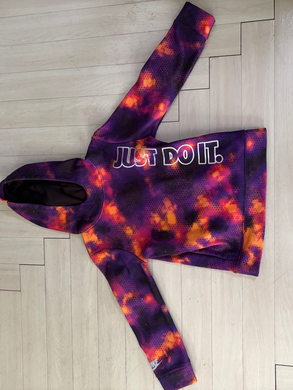 Nike Kids Purple & Orange 'Just Do It.' Hooded Pullover - Stringless Style